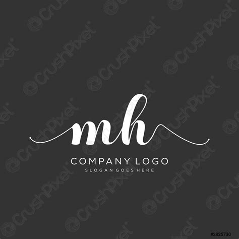 Logo Inicial De Escritura A Mano Mh Con Vector De Vector De Stock