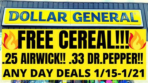 Free Cereal Airwick Dollar General All Digital Any Day Deals