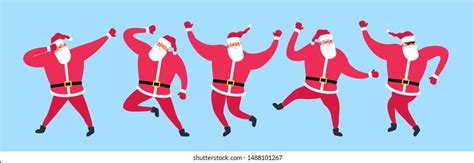 Set Santa Claus Dancing Funny Christmas Stock Vector (Royalty Free ...