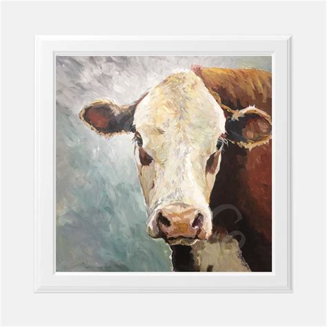 Impressionist Red Hereford Cow Art Print Of Original Acrylic Etsy