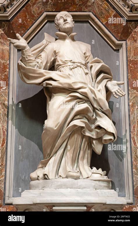 NAPLES ITALY APRIL 19 2023 The Marble Statue Of St Francis Borgia