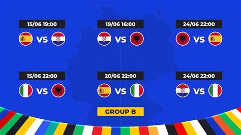 Premium Vector Match Schedule Group B Of The European Football