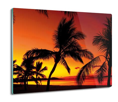 szklana osłona splashback Plaża palmy zachód 60x52 ArtprintCave