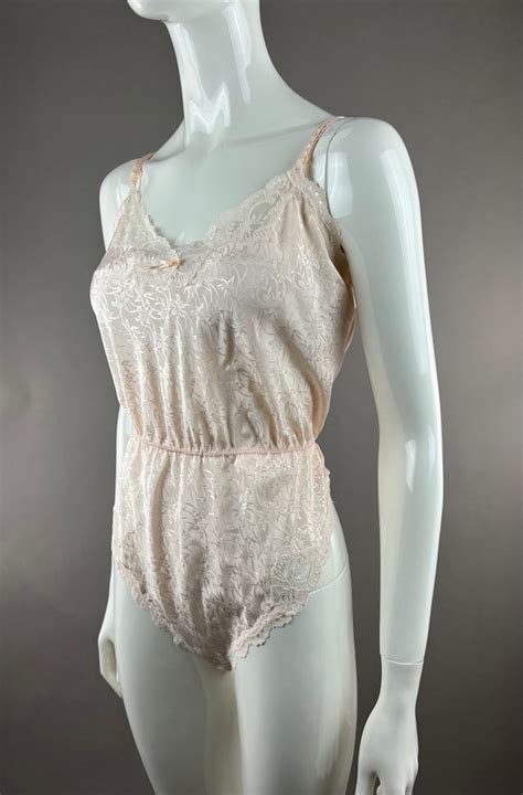 Barbizon Pale Pink Teddy W Lace Accents Sexy Annivers… Gem