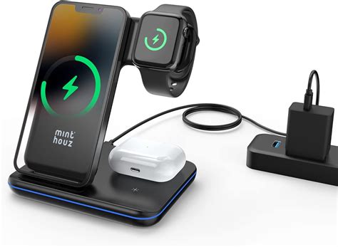 Minthouz Wireless Charger 3 In 1 Induktive Ladestation Mit 18W Adapter