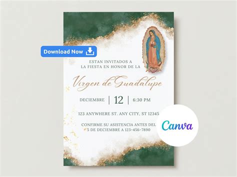 Editable Virgen De Guadalupe Invitation Virgen María Etsy Australia