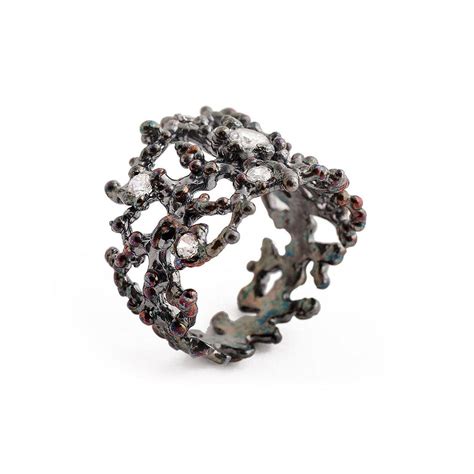 Arosha luigi taglia Black Coral Sterling Silver Ring in Black | Lyst