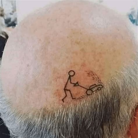 Lawn Mower Tattoo Bald Head Facearthistorychart