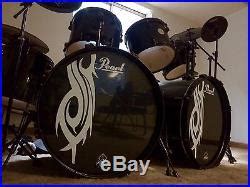 PEARL 8 PIECE BLACK DRUM SET SLIPKNOT With PAISTE CYMBALS JOEY JORDISON