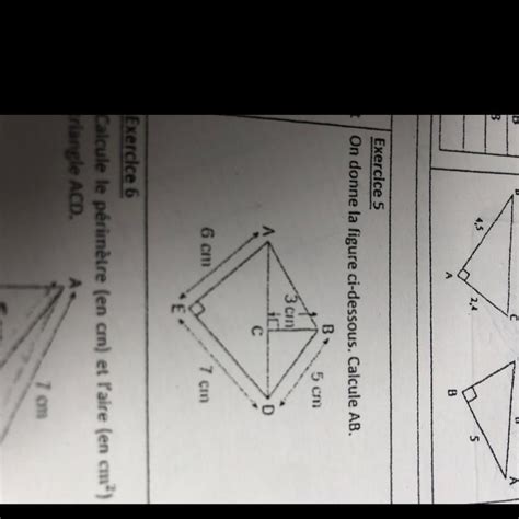 Exercice 5 On Donne La Figure Ci Dessous Calcule AB 6 Cm C S 7 Cm