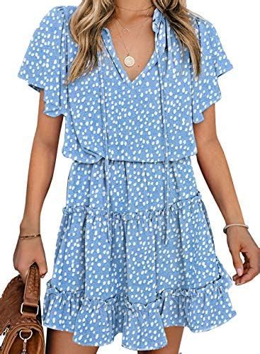 Dokotoo Womens Elegant Cute Spring Short Summer Casual Sexy Deep V Neck