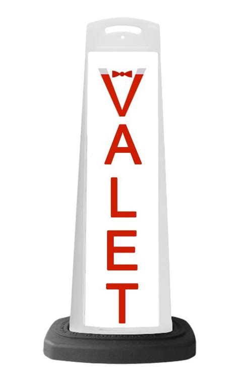 Valet White Vertical Panel With Red Valet Reflective Sign V