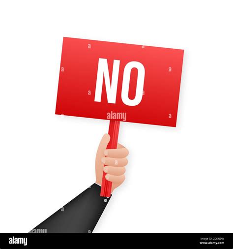 No Sign Cartoon Poster With Hand Holding Placard For Banner Design