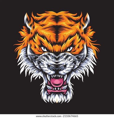 Scary Tiger Face Vector Illustration Stock Vector (Royalty Free ...