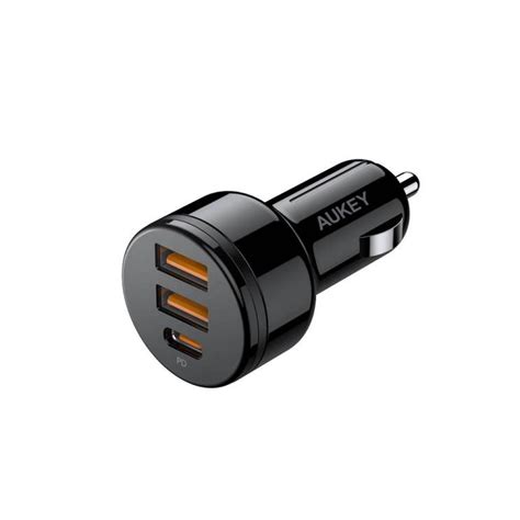 CAR CHARGER หวชารจในรถยนต AUKEY USB C 36W 3 PORT FAST CHARGER WITH