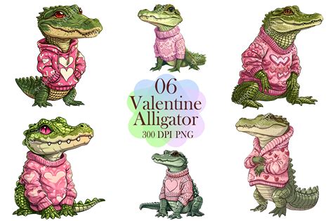 Watercolor Alligator Valentine Clipart Graphic By Sr Design Creative