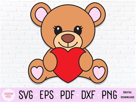 Cute Teddy Bear In Love Holding A Heart Valentine Svg Sublimation Png