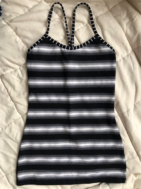 Lululemon Power Y Tank Luon Capillano Stripe Black And White Dot Size