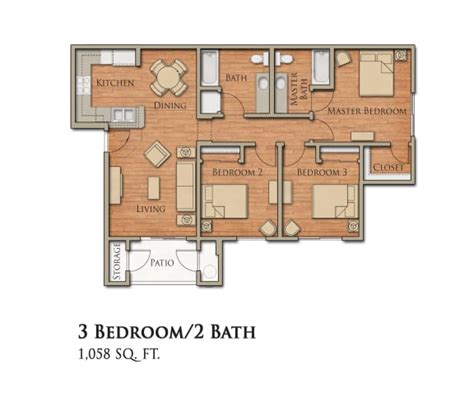 Floor Plans of Arbor Creek Family Apartments in Sacramento, CA