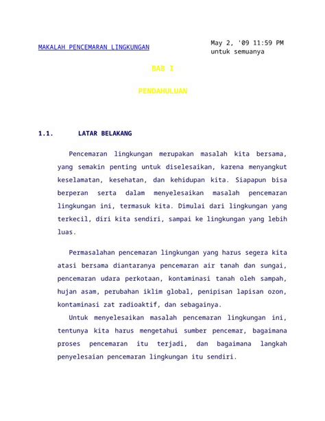 DOCX MAKALAH PENCEMARAN LINGKUNGAN Docx DOKUMEN TIPS