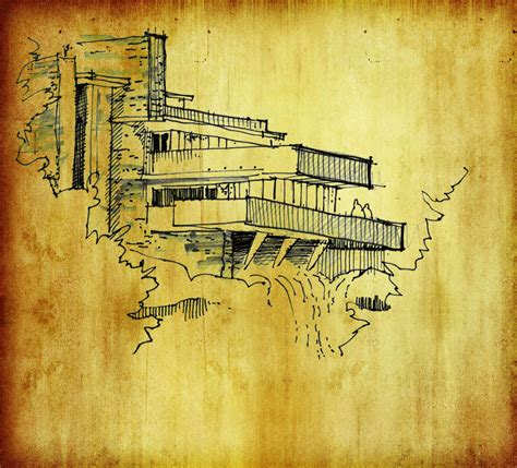 Fallingwater Sketch at PaintingValley.com | Explore collection of ...