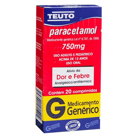 PARACETAMOL 750MG 20 COMPRIMIDOS TEUTO Drogalima