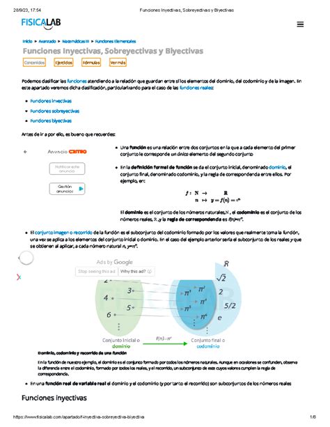 Funciones Inyectivas Sobreyectivas Y Biyectivas Podemos Clasicar Las