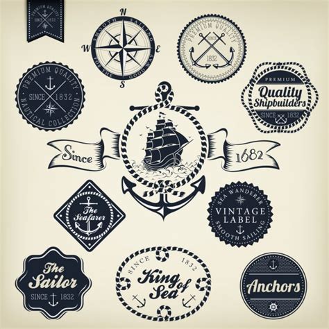 Vintage retro nautical labels — Stock Vector © catherinechin #13320416