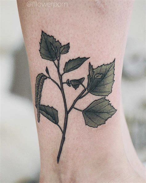 Birch branch tattoo on ankle - Tattoogrid.net