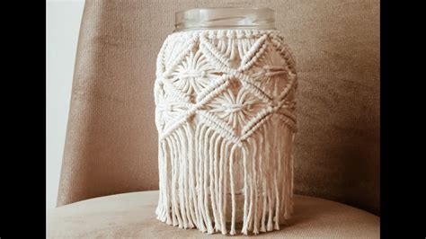 KAVANOZDAN MAKROME MUMLUK YAPIMI How To Make Macrame Vase YouTube