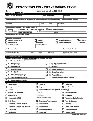 Fillable Online EEO Counseling Intake Information Fax Email Print