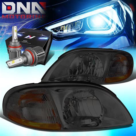 For 1999 2003 Ford Windstar Oe Style Headlights W Led Kit Cool Fan Smoked Amber Ebay