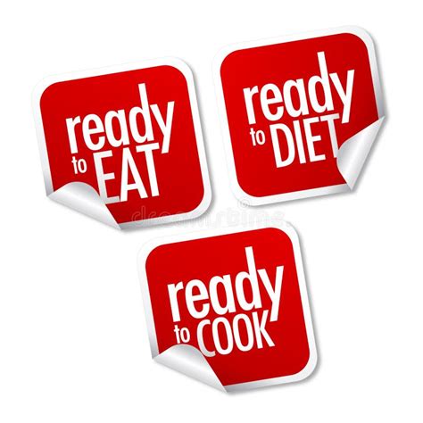 Ready To Eat Diet And Cook Stickers Stock Vector Image 21079182