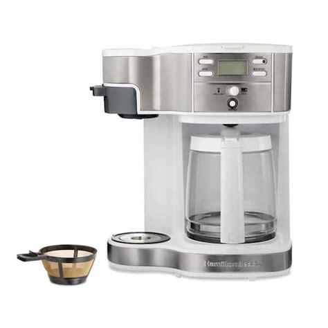 Hamilton Beach 2 Way 12 Cup White Programmable Drip Coffeemaker With Single Serve 49933 The