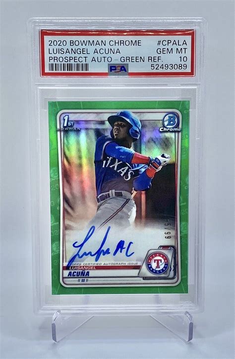 PSA 10 Luisangel Acuna 2020 Bowman Chrome 1st Auto RC Green Refractor