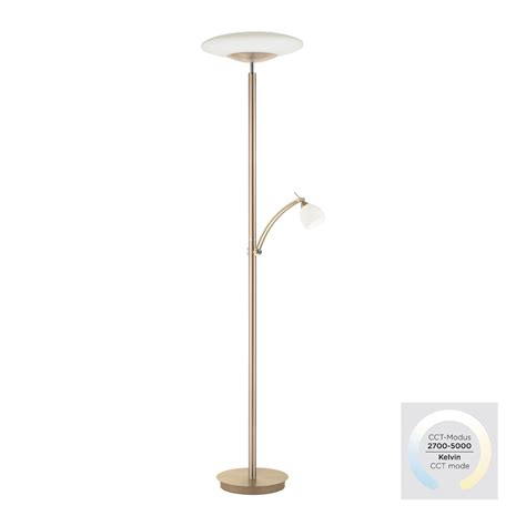 Lampadaire LED Troja bras liseuse dimmable doré Luminaire fr