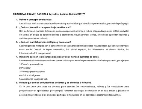 Didáctica I Parcial II Test de la materia sin corregir DIDÁCTICA I