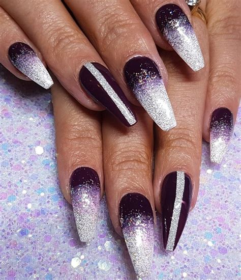 52+ Glitter Purple Ombre Nails | Nuage Detoiles