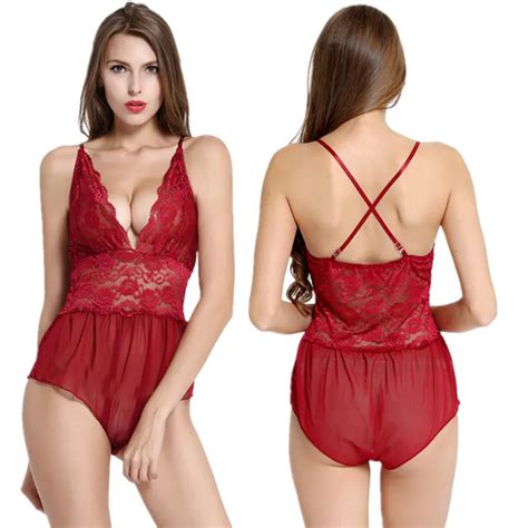 Goyhozmi Sexy Lingerie Red Lace Baby Dolls Exotic Lingerie Teddy Hot