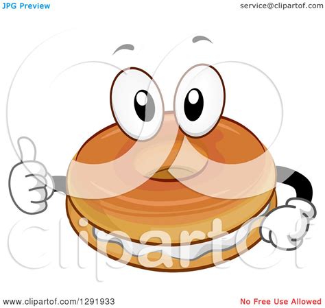 Clipart of a Cartoon Happy Bagel and Cream Cheese Character Giving a Thumb up - Royalty Free ...