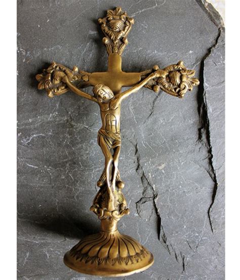 Large Standing Altar Crucifix Vintage Ornate Brass Cross