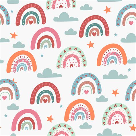 Seamless Rainbow Pattern In Boho Style Vector Graphics 13279388