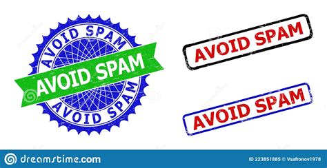 Avoid Spam Rosette And Rectangle Bicolor Stamps With Corroded Surfaces