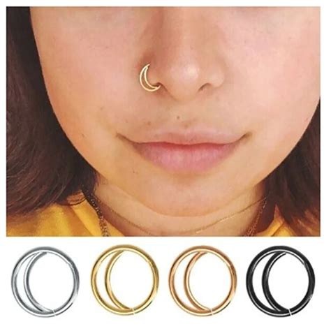 JUNLOWPY Fake Nose Ring Labret Lip Ring Clip Lip Piercing Helix