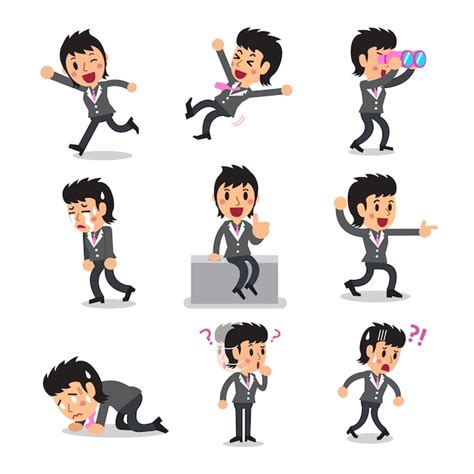 Premium Vector Cartoon Businesswoman Character Poses