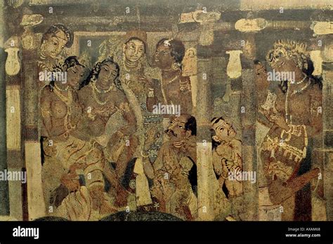 AAD73197 Frescoes at Ajanta caves Aurangabad Maharashtra India Stock Photo - Alamy