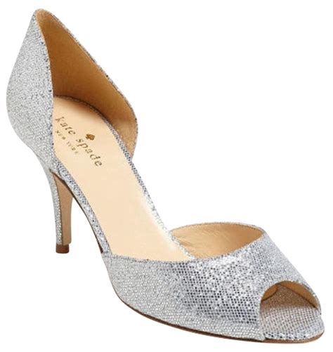 Kate Spade Silver Glitter Sage Dorsay Open Toe Pumps Size Us 7 Regular