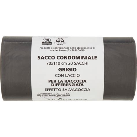 Sacchi Spazzatura Differenziata Grigio 70x110 X20 SACME 1 PZ Coop Shop