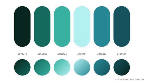 Dark Teal Colors With Hex Codes - Aesthetic Color Palette