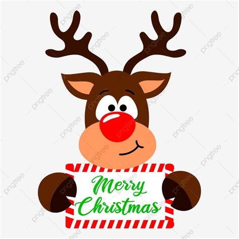 Merry Christmas Sign Vector Hd Images, Reindeer Cartoon With Merry ...